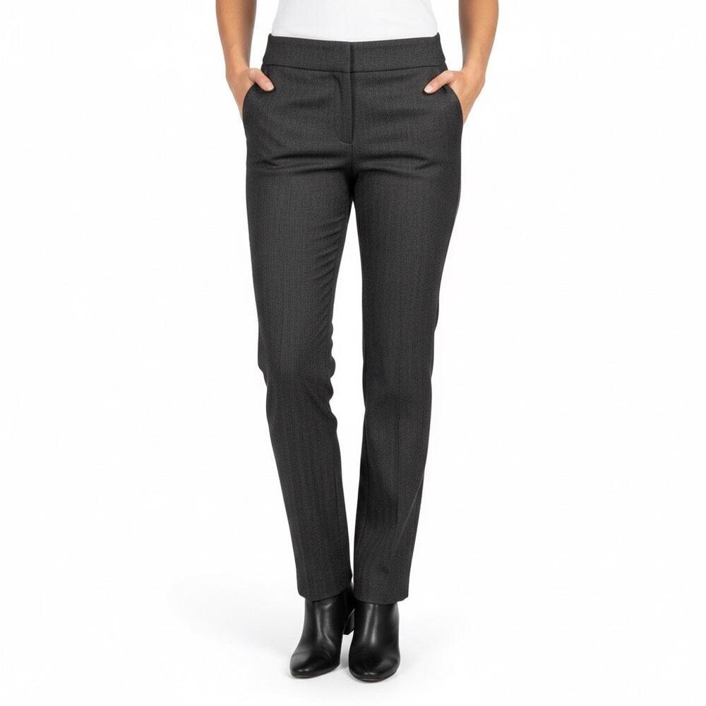 Antonio Melani Herringbone Straight Leg Career Pants Womens 4 Gray Corpcore